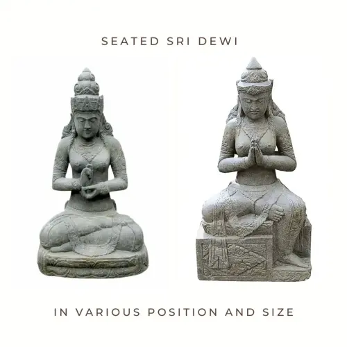 Product image of the product “Seated Sri Dewi, in the sizes from 75cm to 150cm. position Turning the wheels and on a pedestal ”